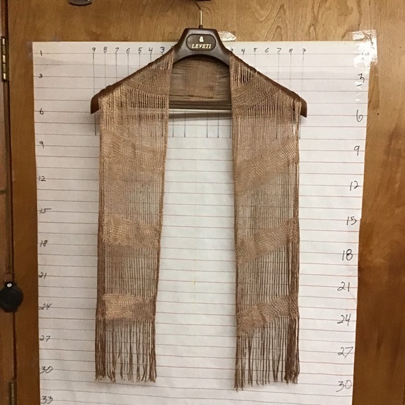 woman's SASH/SHAWL / shoulder wrap with fringe,  color - bronze  54"L X 10"W - Picture 2 of 5